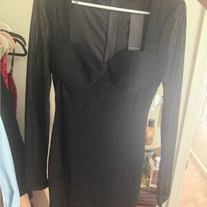 Privy Shimmering Black Long Sleeve Dress